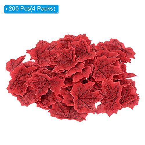 Artificial Maple Leaves Fall Decor 200 Pcs Red Autumn Foliage for Crafts & Wreaths