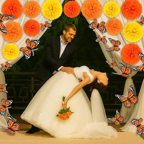 Day of the Dead Paper Flower & Butterfly Decorations - 24 Pcs