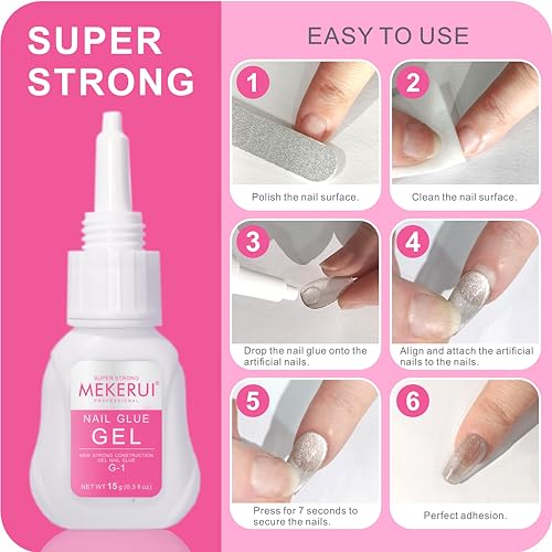 MEKERUI Nail Glue for Press-On Nails - Fast-Drying, Long-Lasting, Waterproof, 1 / Nail Glue