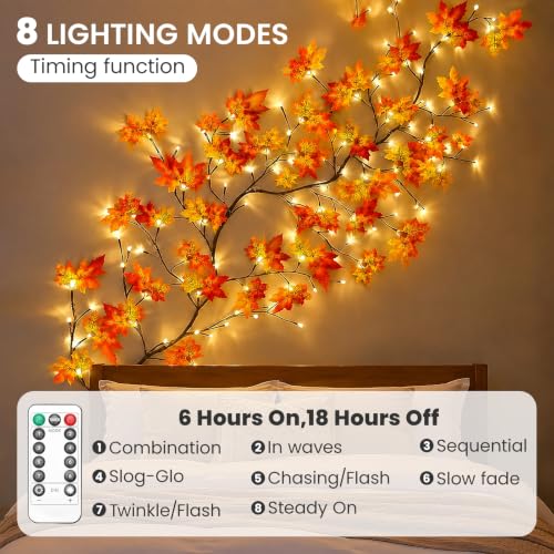 7.5FT Autumn Maple Leaf LED String Lights with USB & Remote Control