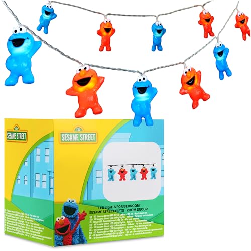 Indoor LED String Lights with 3D Sesame Street Characters - Battery Operated Fairy Lights for Room Decor