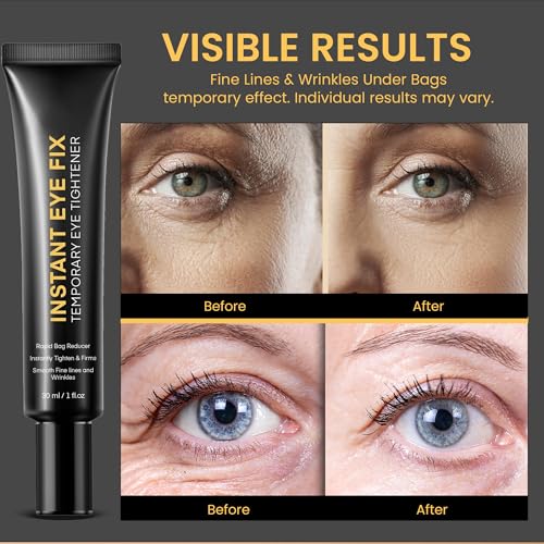 Foffreo Temporary Instant Under Eye Tightener: Reduces Under-Eye Bags, Dark Circles, Puffiness, Wrinkles Advanced Firming Polysaccharide Formula 30 ml