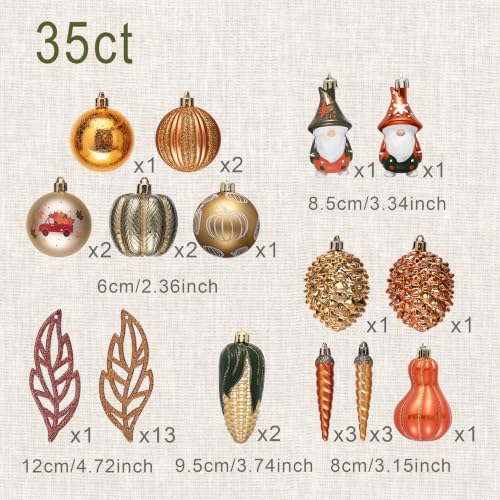 Fall Tree Ornaments Set - 35 Shatterproof Pumpkins & Harvest Decorations