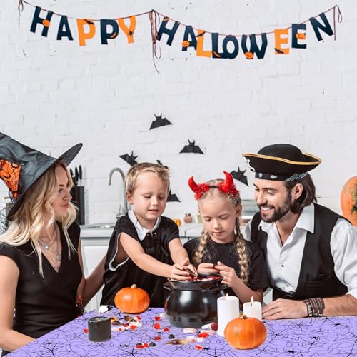 Halloween Spiderweb Plastic Tablecloth - Purple, 4 Pack, 137x274cm - Variation of THIS listing