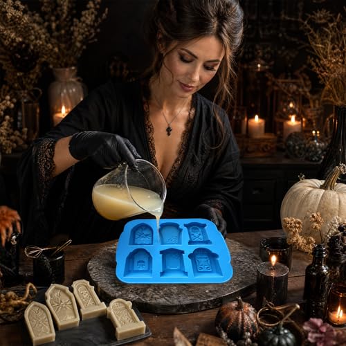 Halloween Tombstone Silicone Mold 2-Pack for Cake & Crafts - RIP, Skulls, Spiders