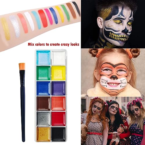 Halloween Special Effects Makeup Kit with Blood, Wound Wax, Face Paint & Brushes