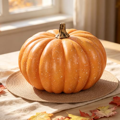 Artificial Foam Pumpkin Large 9.5 x 10.1 Inches - Rustic Fall Decor