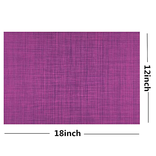 Purple Vinyl & Woven Plastic Placemats Set of 4 - Durable & Easy to Clean