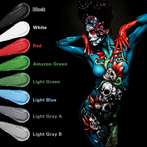 Water-Activated Body Paint for Skeleton Clown Day of the Dead Halloween - White, 20g