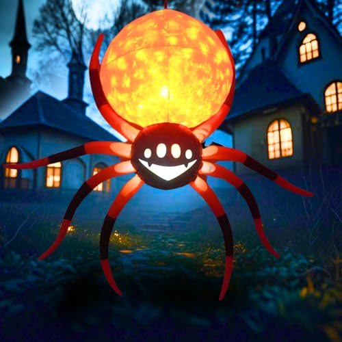 Inflatable Hanging Spider Halloween Decor with LED Lights - 8ft Outdoor Yard Decoration