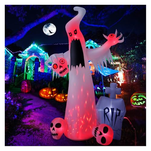 12 FT Halloween Ghost Inflatable Outdoor Decoration with Skulls - Spooky Yard Decor