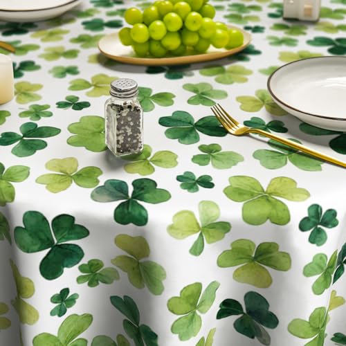 Horaldaily St. Patrick's Day Round Watercolor Tablecloth 90x90 Inch White