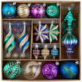 Christmas Tree Ornaments Set - 80 Shatterproof Holiday Decorations with Variety of Patterns and Finishes