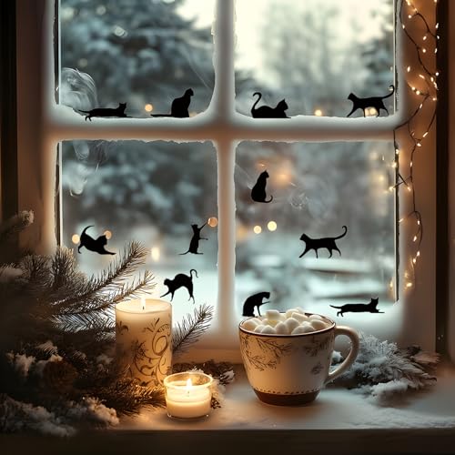 Tiny Black Cat Stickers for Halloween & Cat Lovers - 210 Pack