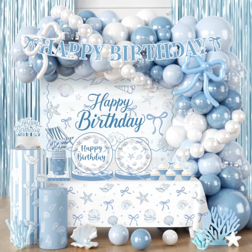 Blue Seashell Birthday Decorations Party Pack - Ocean & Coastal Theme