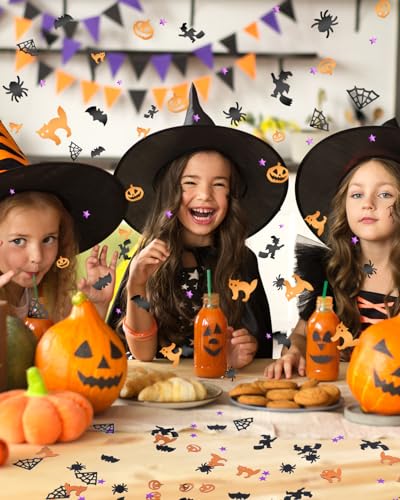 Halloween Glitter Confetti Sequins - 60g Metallic Foil Decorations, Pumpkin Bat Spider Witch Cat Star Web, Halloween Style