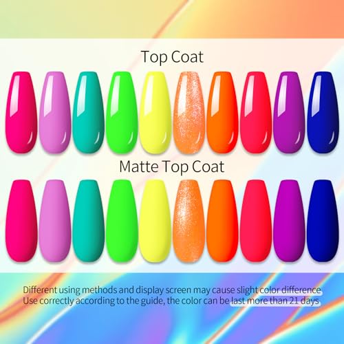 UR SUGAR Neon Gel Nail Polish Set - 10 Bright Fluorescent Colors, Neon Variation