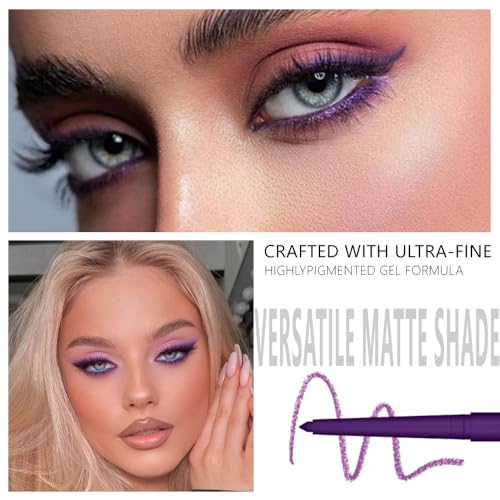 Purple Eyeliner Pencil - Dark Purple Matte Waterproof Smudge-Proof 1Pcs-09