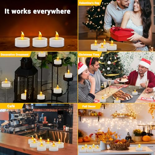 Battery Operated Tea Lights Candles 400 Pack Flickering LED Flameless Warm Yellow