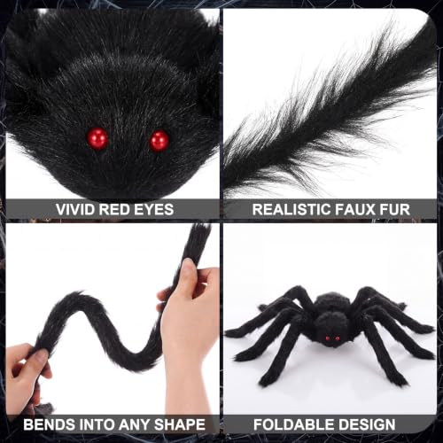 Halloween Spider Web Decorations Set with 105 Fake Spiders - 1500 Sq Ft Indoor & Outdoor Spooky Decor