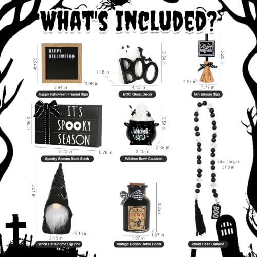 Halloween Tiered Tray Decor Set - 8 Pieces for Indoor Home Holiday Display