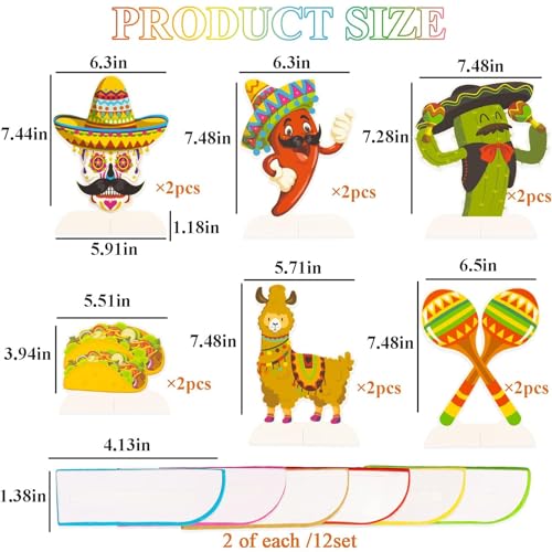 Mexican Fiesta Honeycomb Table Centerpieces Set - 12 Assorted Decor Pieces