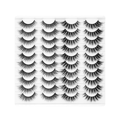 False Eyelashes Cat Eye Fluffy Lashes - Natural Look - Black - 20 Pairs