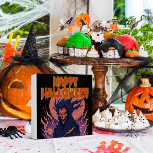 Halloween Wooden Sign Decor - Spooky Ghosts, 5x5 Inches
