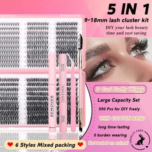 Lash Clusters Kit D Curl Natural Wispy Eyelashes with 20D-80D Variations - DIY Extensions