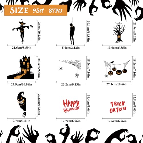 Halloween Window Clings - Zombie Vampire Party Decor, Bloody Handprints, Gray - Kid-Friendly Wall Decals