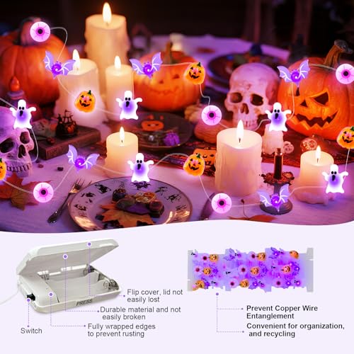 Halloween String Lights Ghost Variation - 16ft 50 LED Outdoor Decor