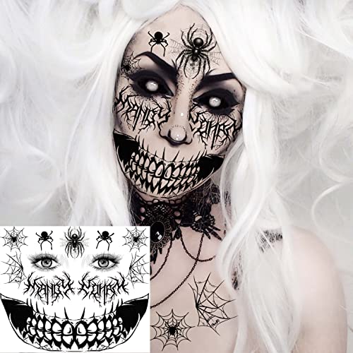 Halloween Face Tattoos Set - 4 Sheets Scary Makeup & Wound Stickers - Variation of THIS listing