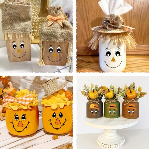 Fall Scarecrow Face Stickers - 30 Vinyl Decor Decals for Crafts & Projects