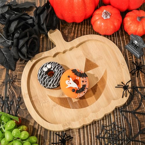 Halloween Pumpkin & Ghost Serving Trays - Bamboo Cheese Platter Set, 2 Pieces