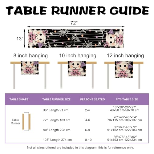 Halloween Ghost Boo Pink Table Runner 13x72 Inches Spooky Decor