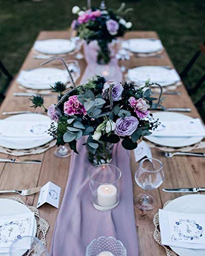 Purple Chiffon Table Runner 10Ft 27 Inch 10 Pcs Spring Wedding Decor - Light Purple
