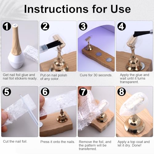 White Lace Nail Transfer Foil Sheets for DIY Manicure - 10 Pack