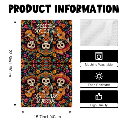 2 Pcs Dia De Los Muertos Skeleton Band Kitchen Towels - Towel38 Variation