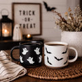 Halloween Ghost Coffee Mugs Set - 14 oz Ceramic Ghost & Bat Pattern, 2 Pack