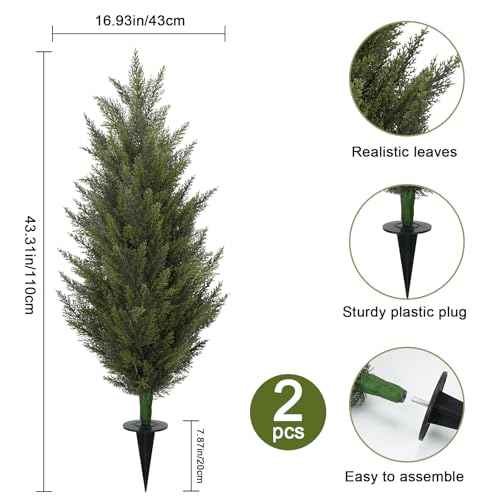 Artificial Topiary Trees Set 3.6FT Outdoor UV Resistant Shrubs - Green / 2