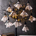 Halloween Lighted Artificial Tree with Ghost Ornaments - 27 Inch Indoor Decor