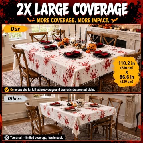 Halloween Bloody Tablecloth 84.6 x 108.3 Inch Spooky Horror Decor Cover