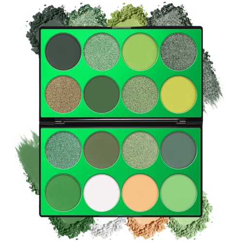 Green Eyeshadow Palette for Halloween & Gothic Makeup - 16 Colors - Miss Rõse
