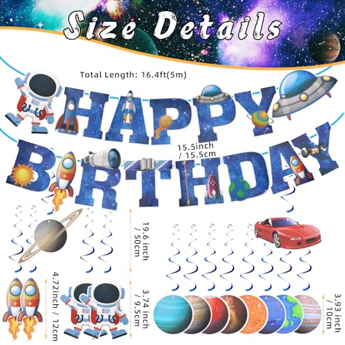 Space Themed Paper Lanterns Set for Kids Party Decorations - 47 Pieces