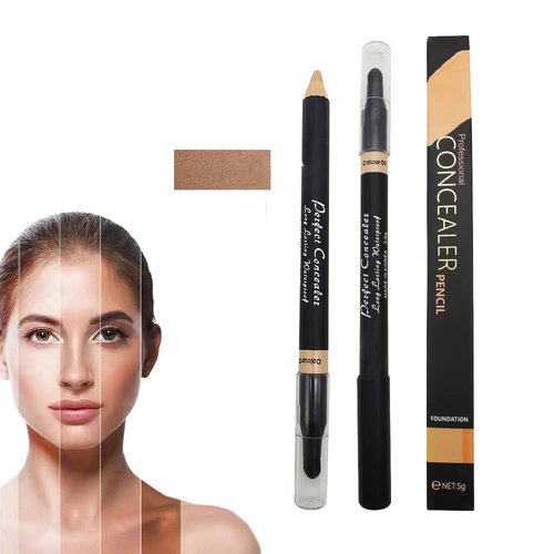 AKARY Concealer Pencil - 2-in-1 Dual-Sided Eyebrow & Face Highlighter Stick | Waterproof Foundation for Dark Circles & Acne Marks - Soft Skin Tone