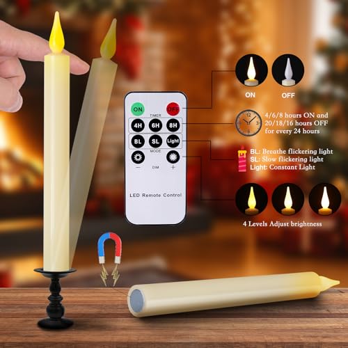 9 Pack Flameless Christmas Window Candles with Remote Timer & Magnetic Base