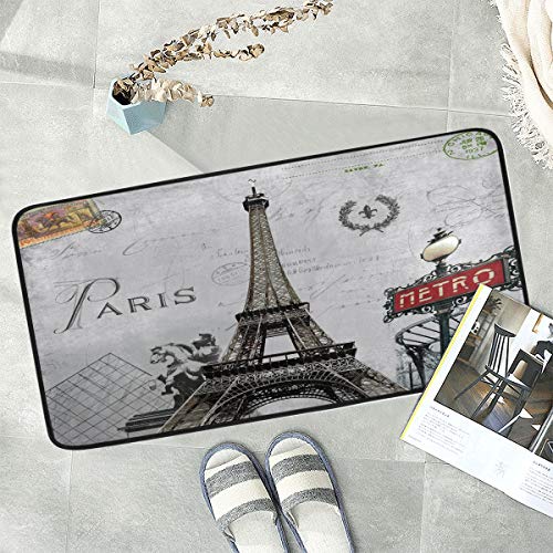 Eiffel Tower Anti-Fatigue Kitchen Floor Mat 39x20 Inches - Gray Variation