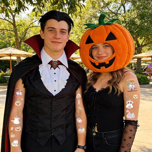 Gameza Summer Halloween Temporary Tattoos - 200+ Spooky Ghost & Pumpkin Designs - Variation: Summer Halloween-2