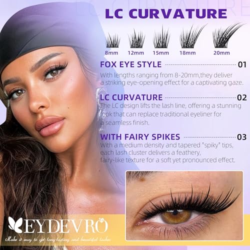 Wispy Fox Eye Lash Clusters with Spikes - Reusable False Eyelashes, K Variation