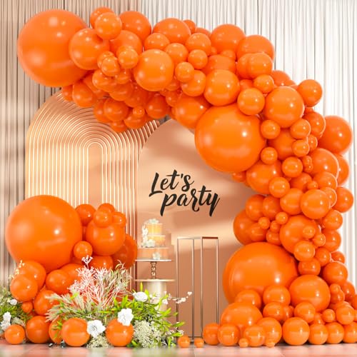 Orange Latex Balloon Kit - 114 Pcs with 4 Sizes & Accessories - Variation: Orange